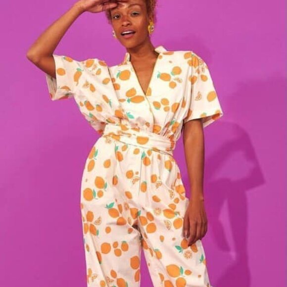 Karavan fun orange fruit pattern jumpsuit! - Picture 1 of 8
